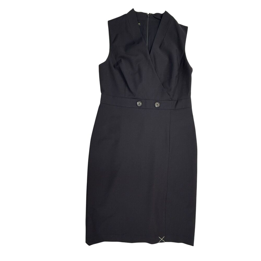 Talbots NEW Petites Wool Blend Sheath Dress 6P Navy Blue Surplice Office Classic